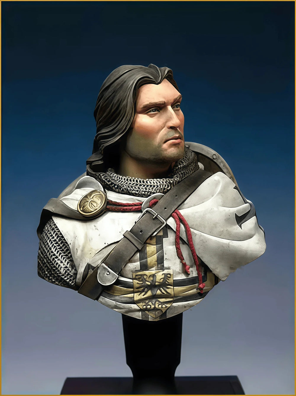 1/10 Medieval Teutonic Knight with Heraldic Eagle Breastplate, Resin Model Bust Kit, Unassembled and Unpainted