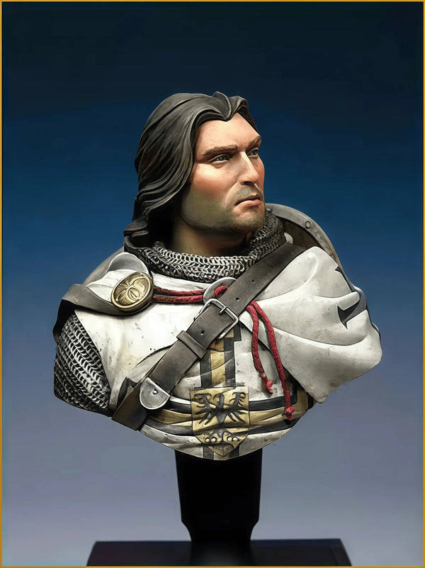 1/10 Medieval Teutonic Knight with Heraldic Eagle Breastplate, Resin Model Bust Kit, Unassembled and Unpainted