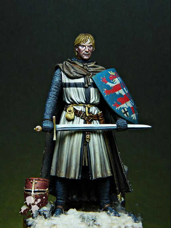 1/24 Medieval Teutonic Knight with Heraldic Surcoat, Resin Model Figure Kit, Unassembled and Unpainted