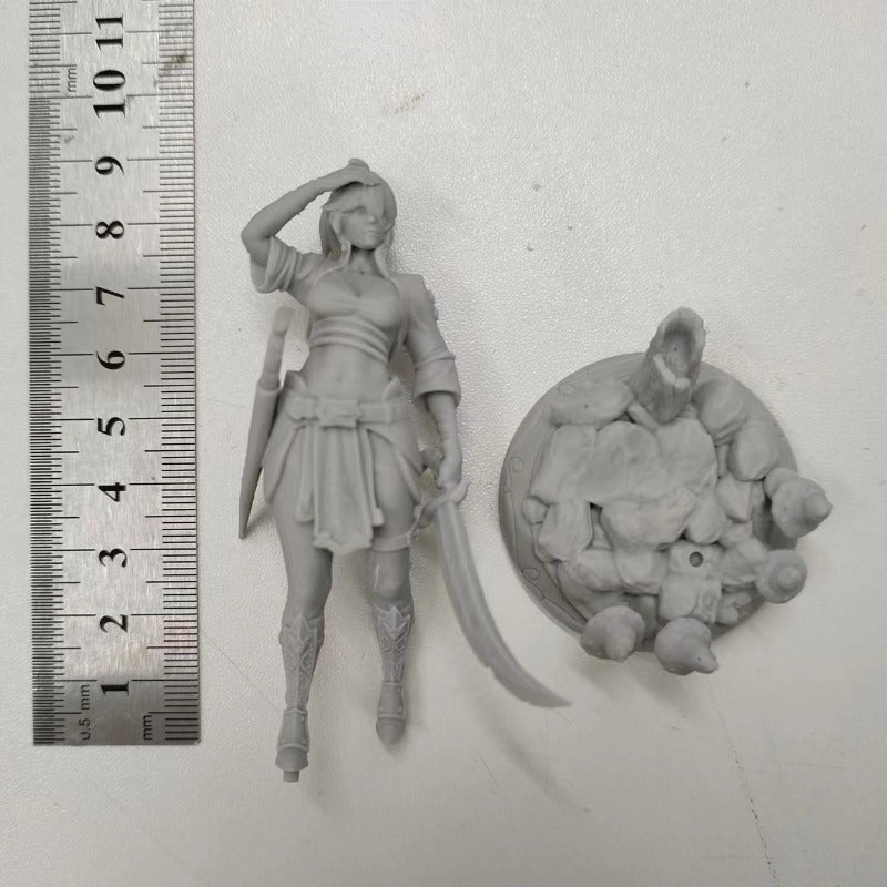 1/24 Hooded Shieldmaiden with Sword, Resin Model Figure Kit, Fantasy Theme, Unassembled and Unpainted