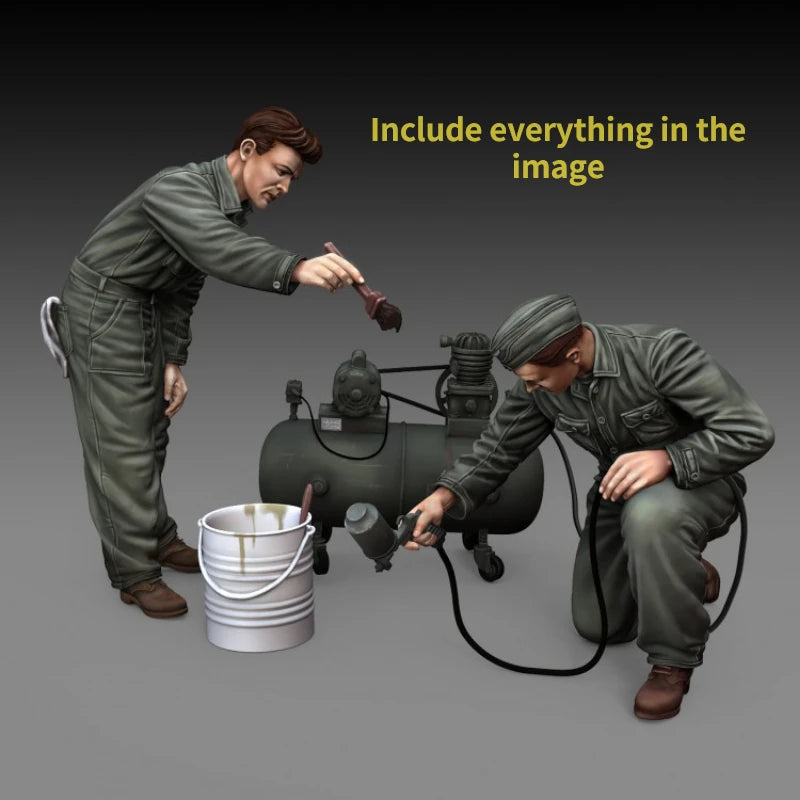 1/35 WWII Chemical Decontamination, 3 Figures, Resin Model Diorama Kit, Unassembled and Unpainted