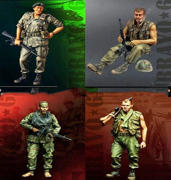 1/35 Modern Combat Soldiers in Mixed Camouflage, 4 Figures, Resin Model Figure Kit, Unassembled and Unpainted