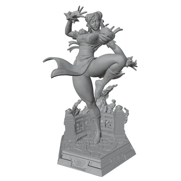 1/24 Female Warrior with Spiky Hair in Combat Pose, Resin Model Figure Kit, Anime Theme, Unassembled and Unpainted