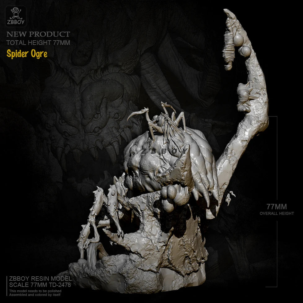 77mm Spider Ogre, Resin Model Creature Kit, Fantasy Theme, Unassembled and Unpainted