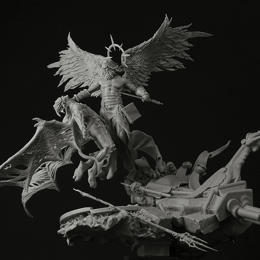 1/24 Winged Demon on Ruined Base, Resin Model Figure Kit, Fantasy Theme, Unassembled and Unpainted