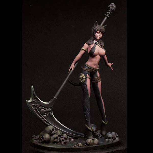 1/12 Female Cat Reaper Warrior, Resin Model Figure Kit, Fantasy Theme, Unassembled and Unpainted