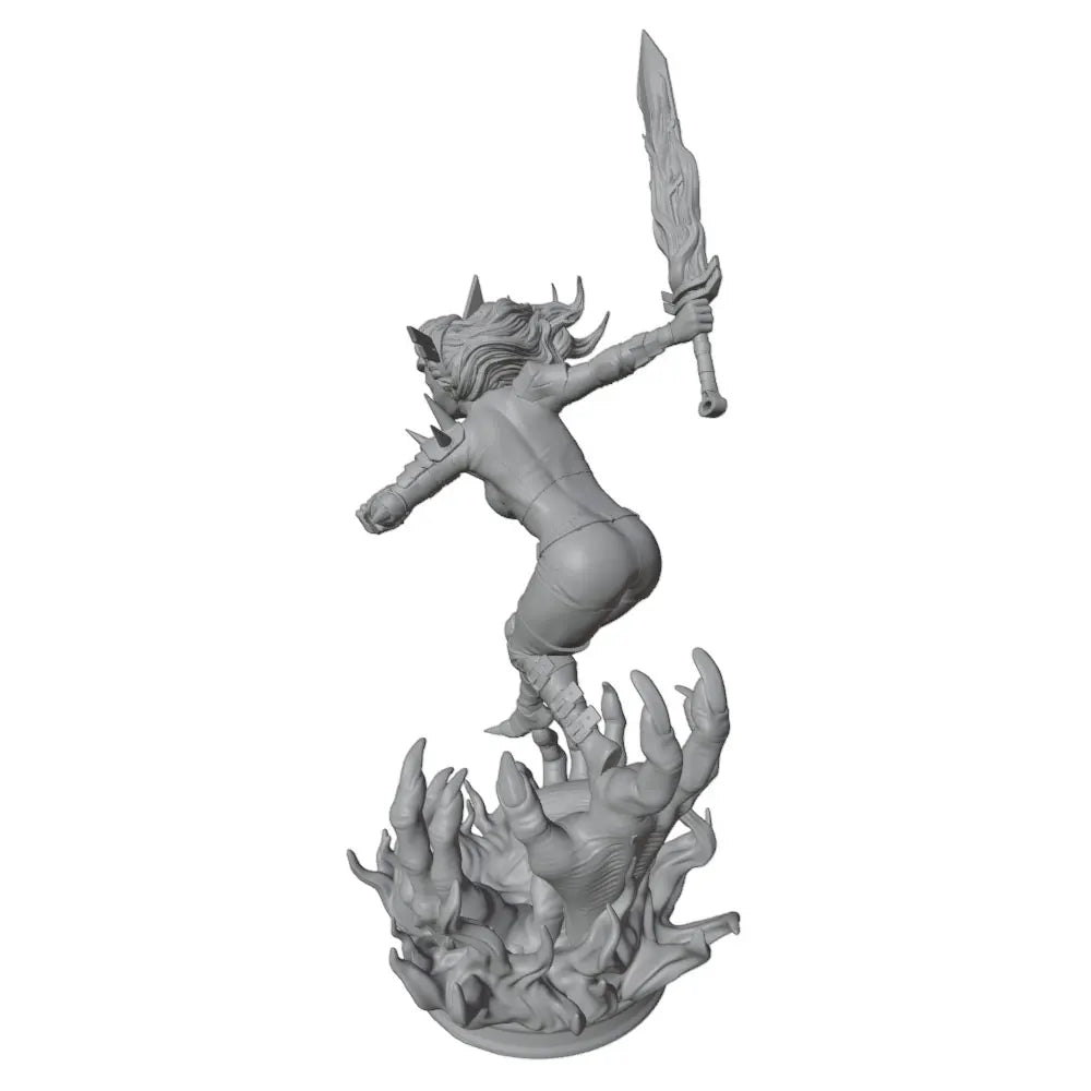 75mm Female Anime Demon Warrior, Resin Model Figure Kit, Anime Theme, Unassembled and Unpainted