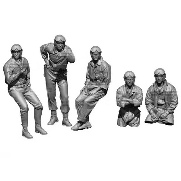 1/35 WWII US Infantry Combat Squad, 5 Figures, Resin Model Figure Kit, Unassembled and Unpainted