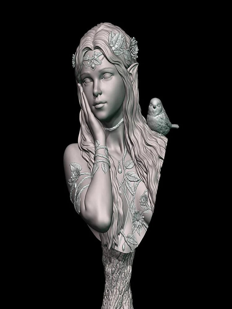 1/10 Ancient Healer of the Forest, Resin Model Bust Kit, Unassembled and Unpainted