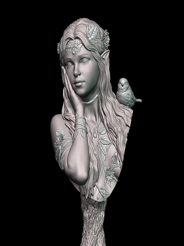 1/10 Ancient Healer of the Forest, Resin Model Bust Kit, Unassembled and Unpainted