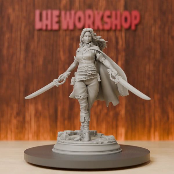 75mm Medieval Female Rogue Assassin, Resin Model Figure Kit, Unassembled and Unpainted