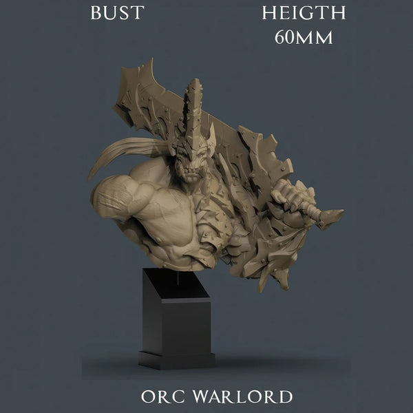 60mm Tusked Orc Warlord, Resin Model Bust Kit, Fantasy Theme, Unassembled and Unpainted