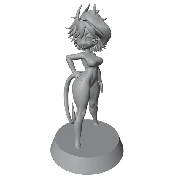 1/24 Spiky-Haired Anime Girl with Tail, Resin Model Figure Kit, Anime Theme, Unassembled and Unpainted