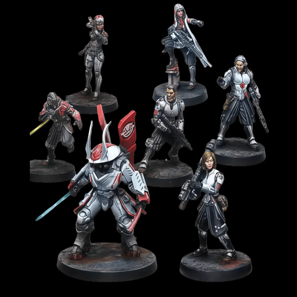 Ornate Armored Female Warriors Squad, 7 Figures, Resin Model Figure Kit, Military Theme, Unassembled and Unpainted