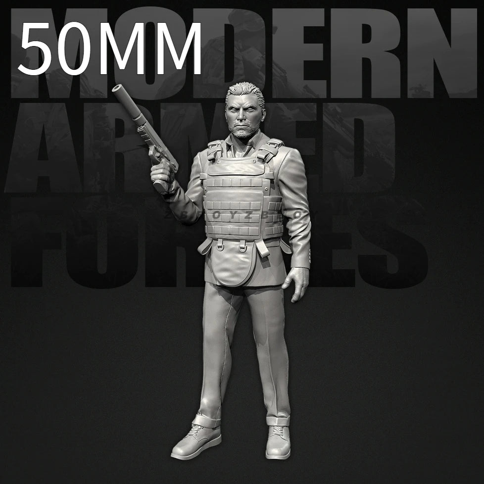50mm Modern Soldier with Rifle and Plate Carrier, Resin Model Figure Kit, Unassembled and Unpainted
