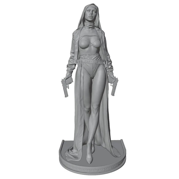 75mm Nun Warrior, Resin Model Figure Kit, Fantasy Theme, Unassembled and Unpainted