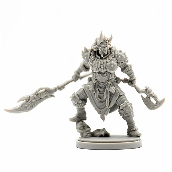 38mm Medieval Armored Orc Dual Axe Warrior, Resin Model Figure Kit, Unassembled and Unpainted