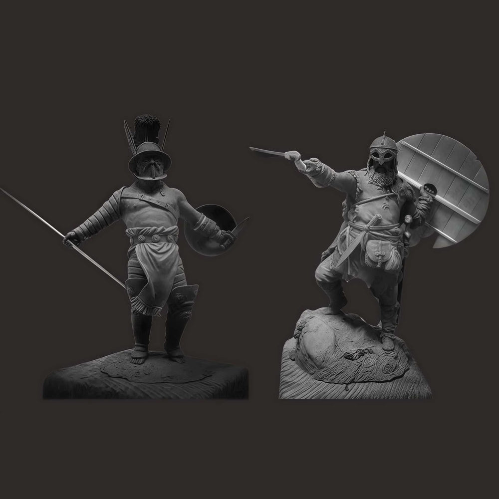 1/24 Ancient Greek Warriors, 2 Figures, Resin Model Figure Kit, Unassembled and Unpainted