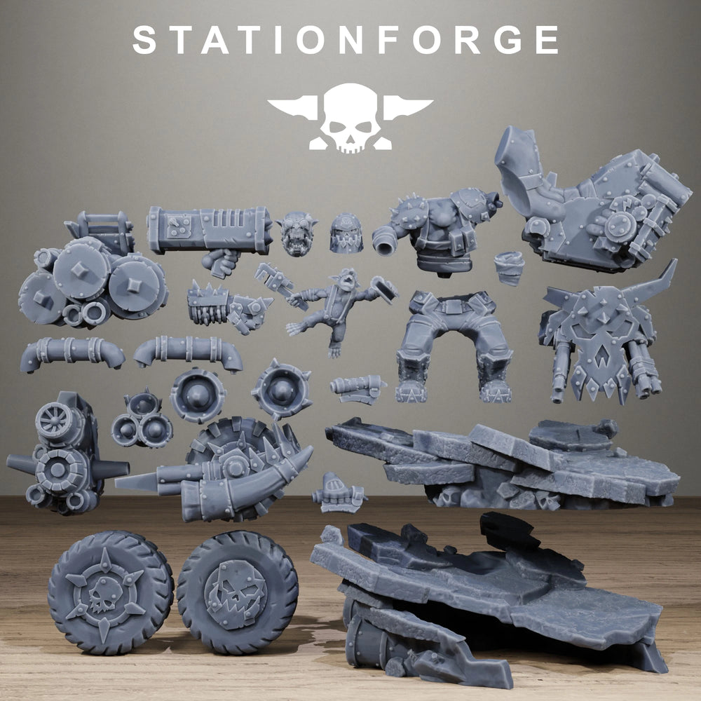 32mm Grimdark Ork Biker Boss, Resin Model Figure Kit, Sci-Fi Theme, Unassembled and Unpainted