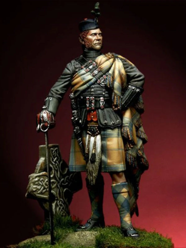 1/24 Napoleonic Prussian Officer with Fur Cloak and Ceremonial Axe, Resin Model Figure Kit, Unassembled and Unpainted