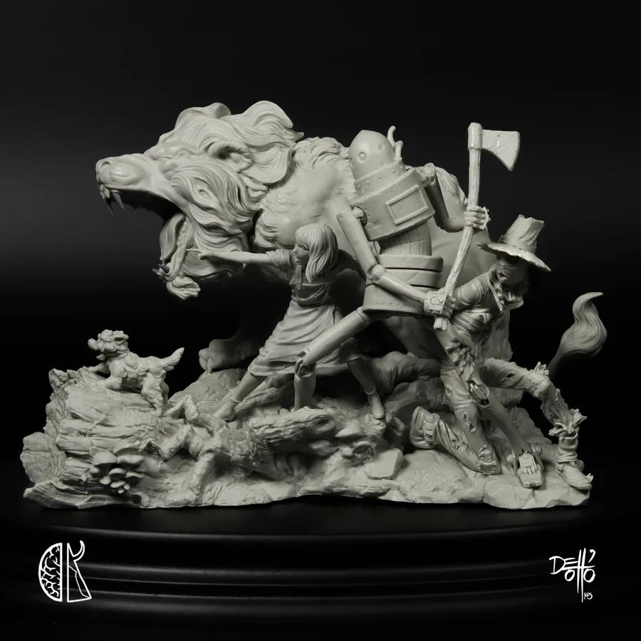 1/24 Demon with Warriors, 4 Figures, Resin Model Diorama Kit, Fantasy Theme, Unassembled and Unpainted