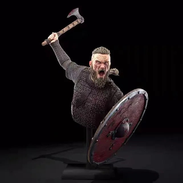1/10 Viking Warrior Raising Axe with Shield, Resin Model Bust Kit, Fantasy Theme, Unassembled and Unpainted