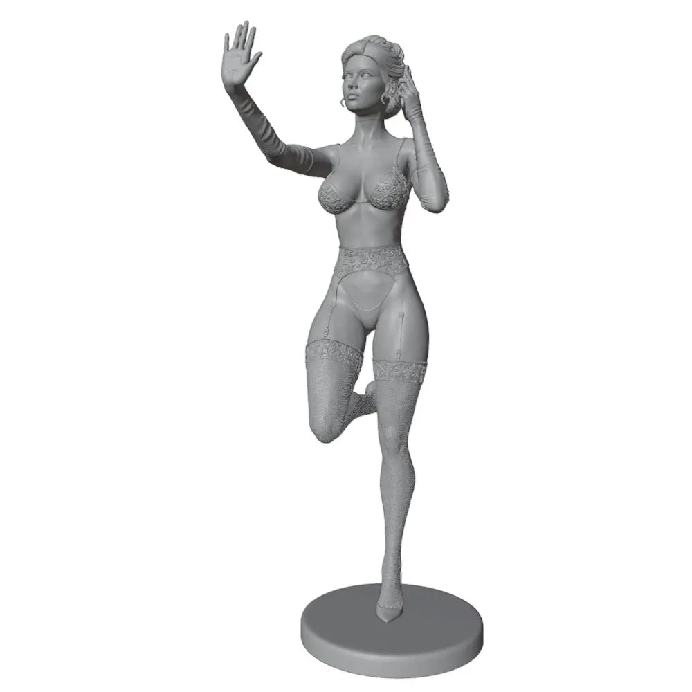 75mm Pin-up Girl Leaping with Waving Hand, Resin Model Figure Kit, Unassembled and Unpainted
