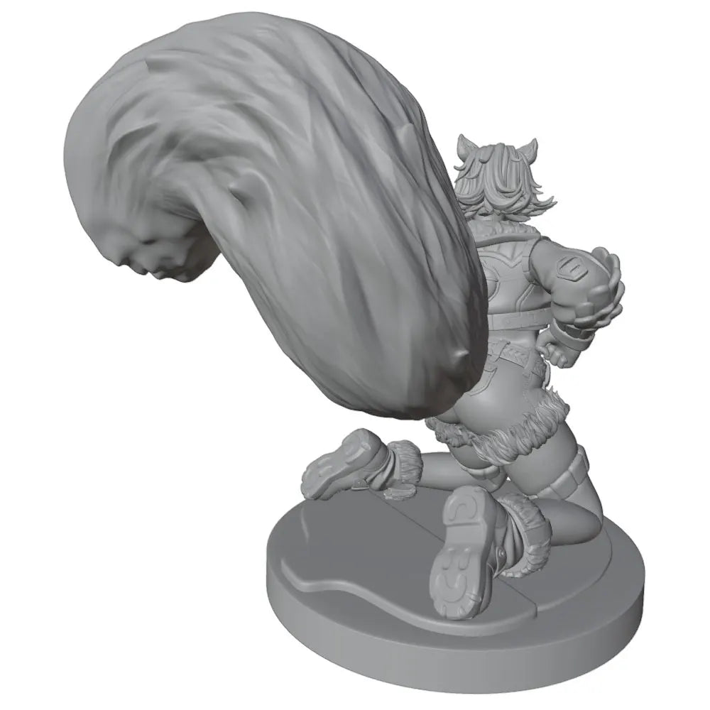 1/24 Cat-Eared Warrior Kneeling in Orange Fur-Trim Armor, Resin Model Figure Kit, Anime Theme, Unassembled and Unpainted