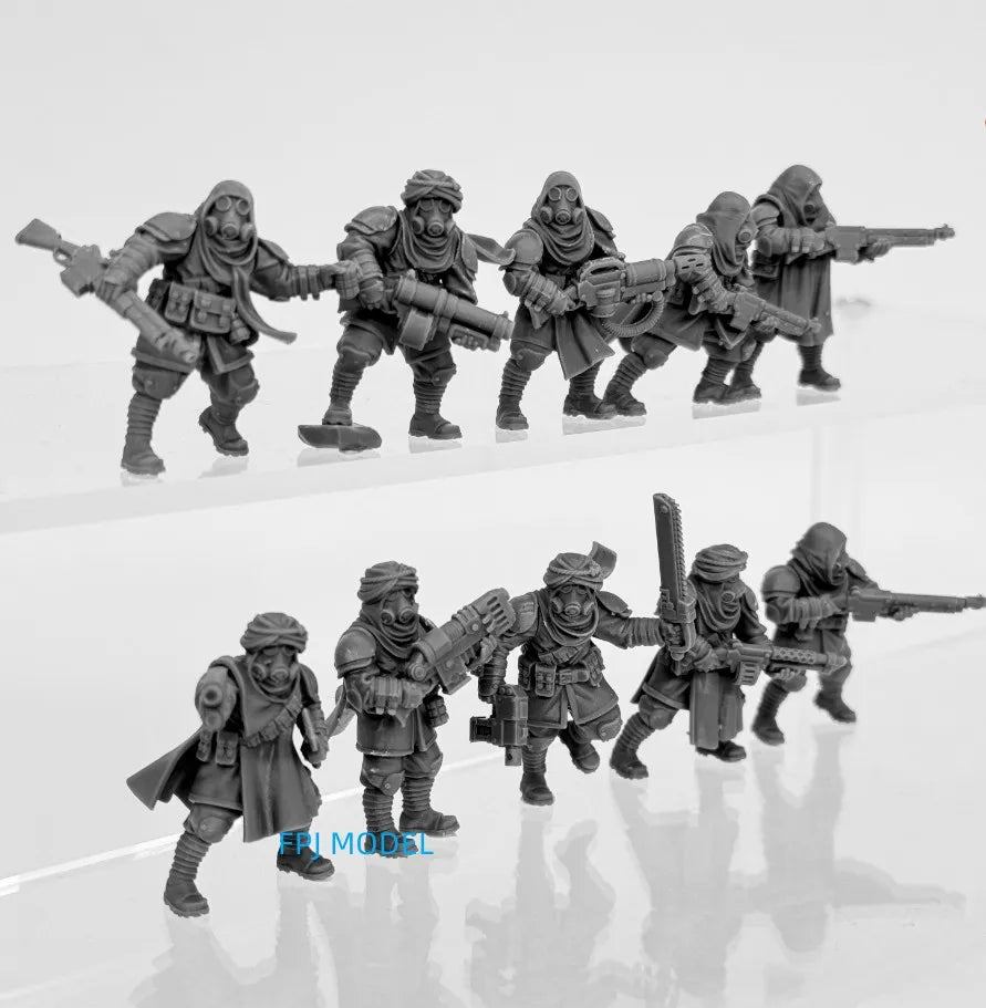 28mm Medieval Fantasy Grim Guard Scorchers, 32 Figures, Resin Model Figure Kit, Unassembled and Unpainted