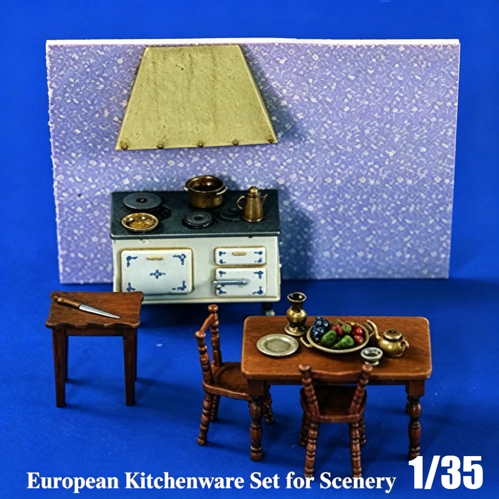 1/35 European Kitchen Furniture Scenery, Resin Model Terrain Kit, Historical Theme, Unpainted