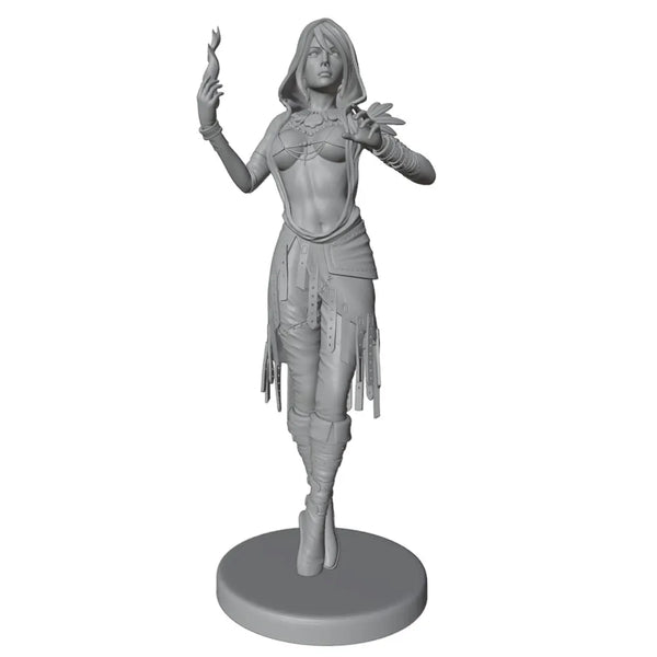 75mm Female Spellcaster, Resin Model Figure Kit, Fantasy Theme, Unassembled and Unpainted
