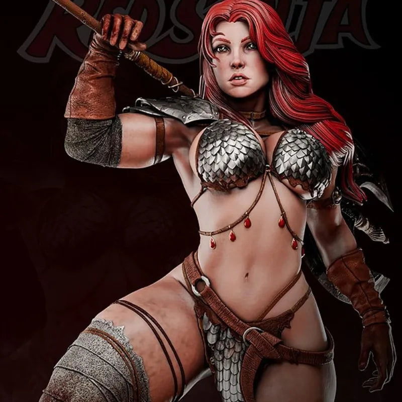 1/24 Red-Haired Barbarian Wielding Dual Axes, Resin Model Figure Kit, Fantasy Theme, Unassembled and Unpainted