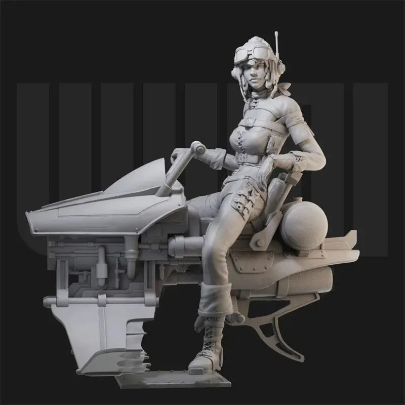 1/24 Female Airship Engineer, Resin Model Figure Kit, Sci-Fi Theme, Unassembled and Unpainted