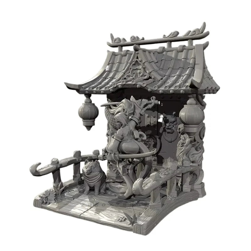 50mm Traditional Chinese Pavilion, Resin Model Diorama Kit, Historical Theme, Unassembled and Unpainted