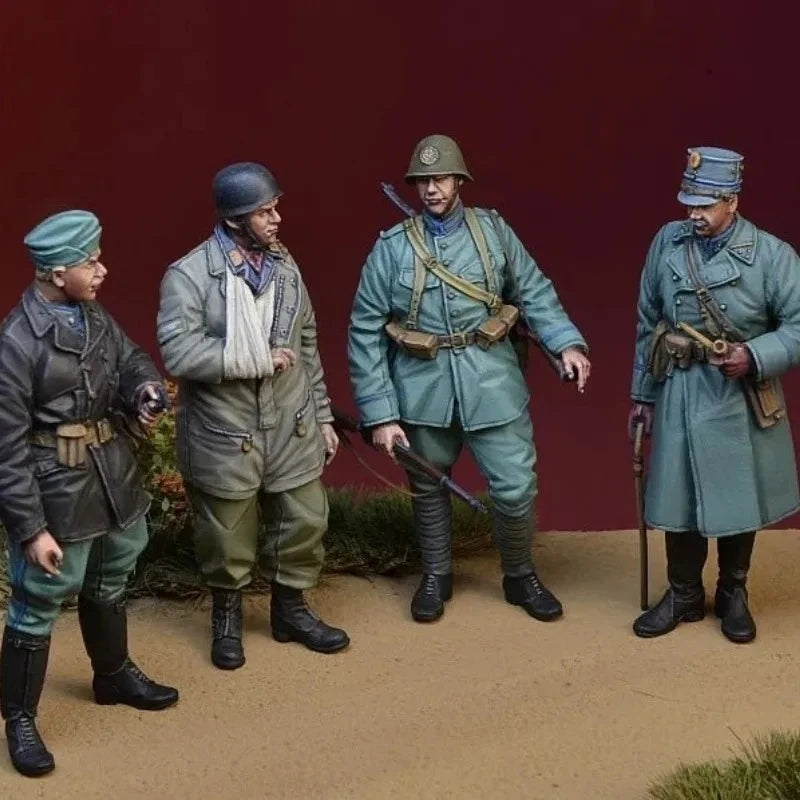 1/35 WWI Dutch Infantry Soldiers, 4 Figures, Resin Model Figure Kit, Unassembled and Unpainted