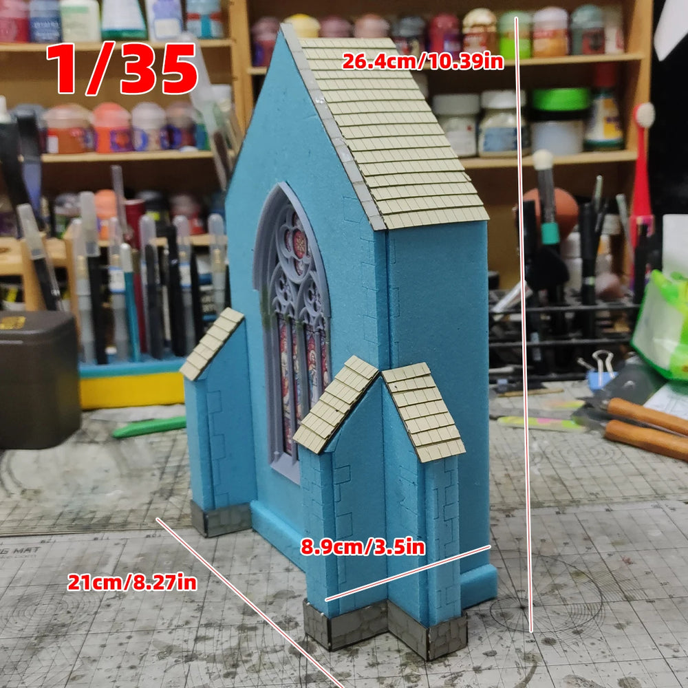 1/35 Medieval Gothic Chapel, Resin Model Diorama Kit, Unassembled and Unpainted