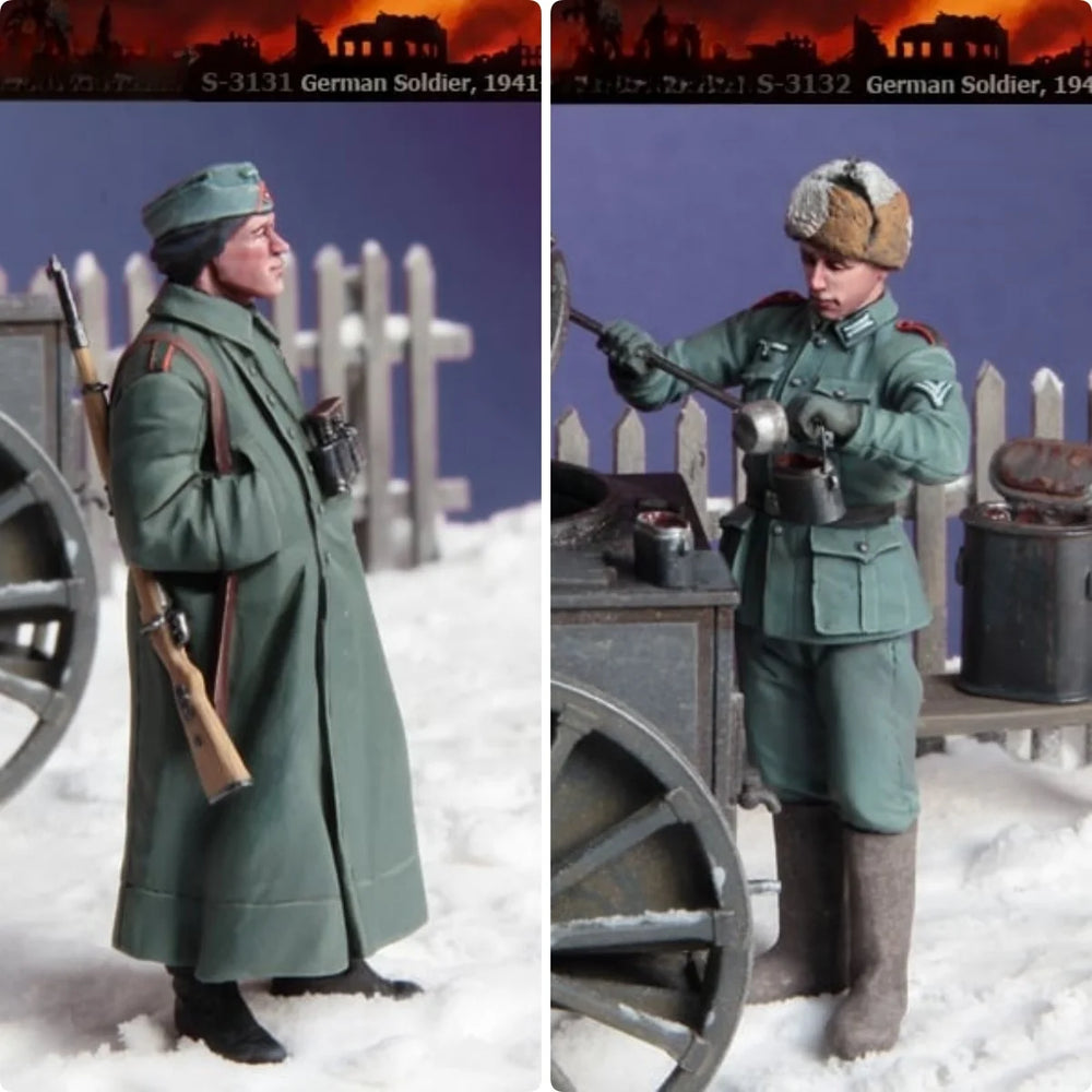 1/35 WWII German Soldiers & Children, 6 Figures, Resin Model Figure Kit, Unassembled and Unpainted