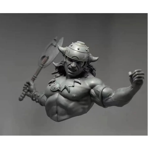 1/12 Horned Barbarian Warrior with Axe, Resin Model Bust Kit, Fantasy Theme, Unassembled and Unpainted