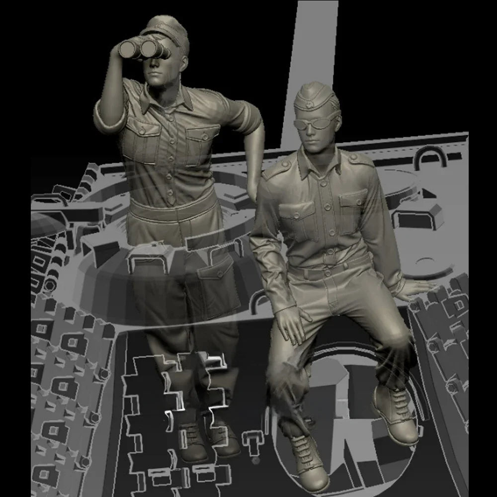 1/35 WWII Normandy Tank Crew, 2 Figures, Resin Model Figure Kit, Unassembled and Unpainted