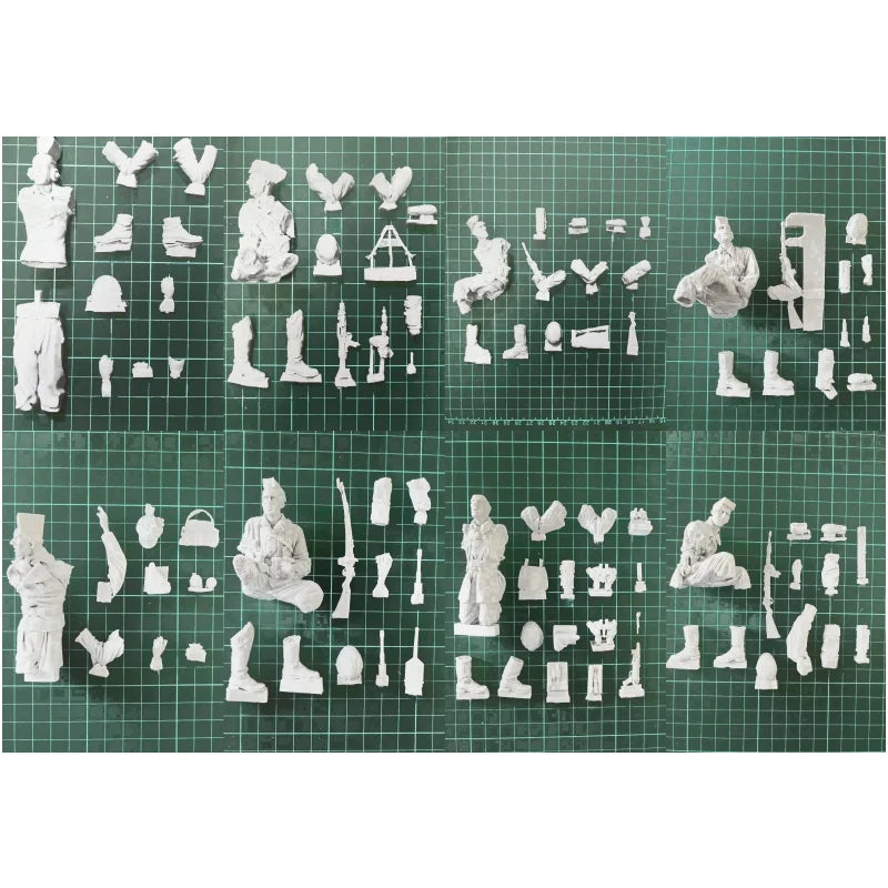 1/16 WWII German Squad, 8 Figures, Resin Model Figure Kit, Unassembled and Unpainted