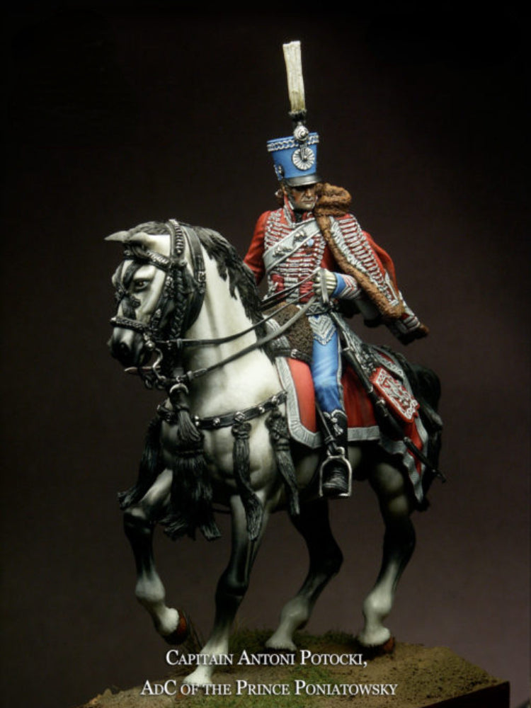 54mm Napoleonic Polish Cavalry Officer, Resin Model Figure Kit, Unassembled and Unpainted