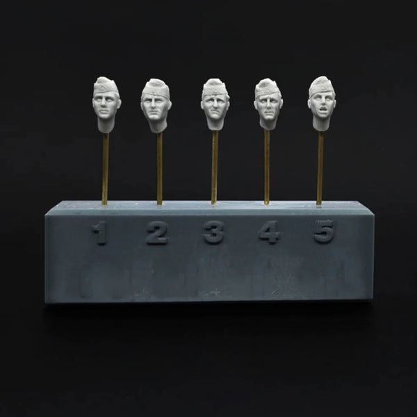 1/35 WWII German Infantry Heads Varied Expressions, 5 Figures, Resin Model Figure Kit, Unassembled and Unpainted