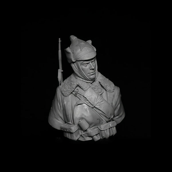 1/10 WWII Winter War Soviet Rifleman, 4 Figures, Resin Model Bust Kit, Unassembled and Unpainted