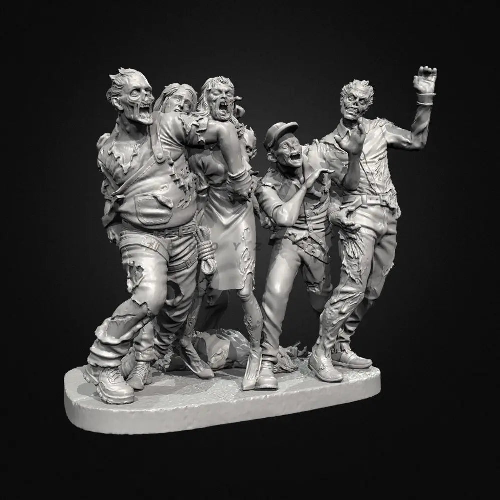 75mm Zombie, 5 Figures, Resin Model Figure Kit, Fantasy Theme, Unassembled and Unpainted