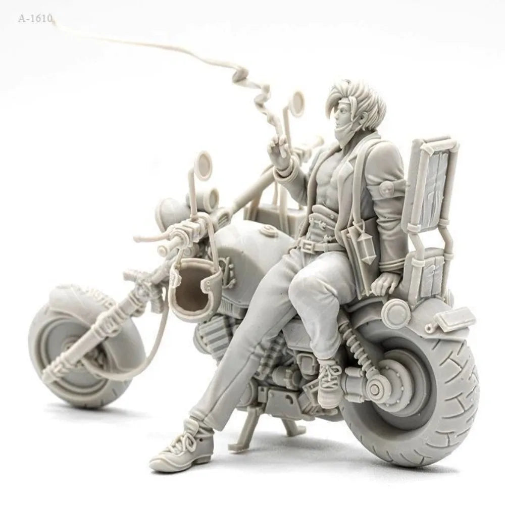 75mm Post-Apocalyptic Biker, Resin Model Figure Kit, Unassembled and Unpainted