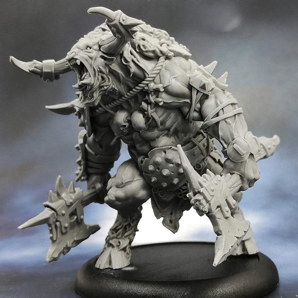 55mm Armored Demon with Spiraling Horns, Resin Model Figure Kit, Fantasy Theme, Unassembled and Unpainted