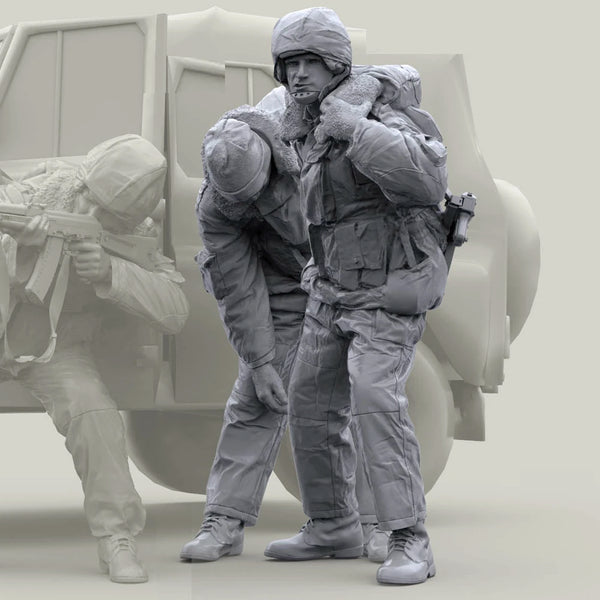 1/35 Modern Airborne Rescue Operation, 3 Figures, Resin Model Figure Kit, Unassembled and Unpainted