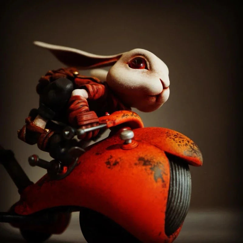 Rabbit with Motorcycle, Resin Model Creature Kit, Anime Theme, Unassembled and Unpainted