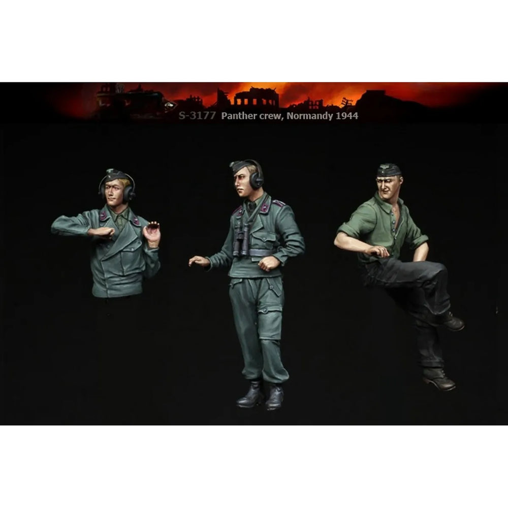 1/35 WWII German Panther Commander Crew Normandy 1944, 3 Figures, Resin Model Figure Kit, Unassembled and Unpainted