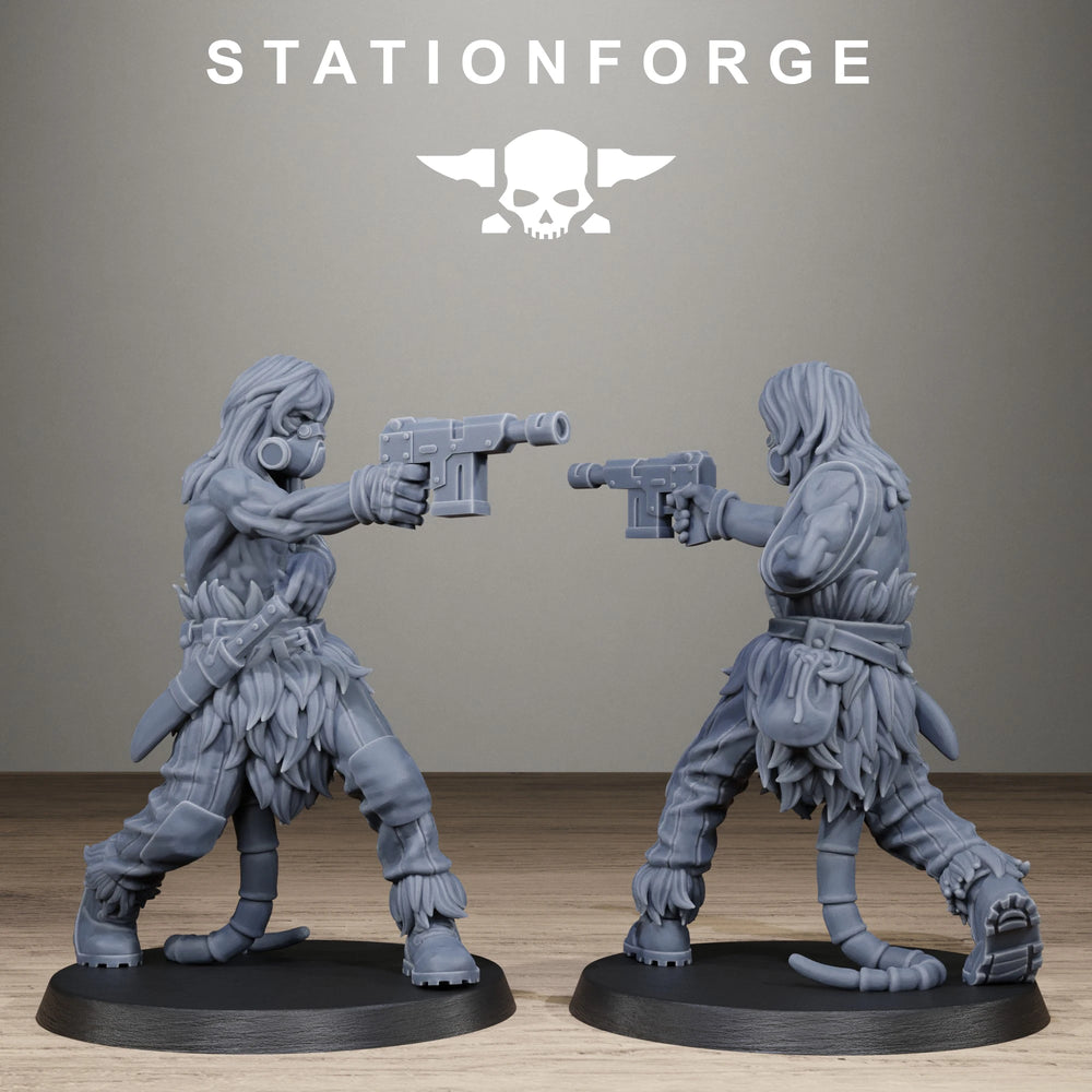 28mm Post-Apocalyptic Tribal Beast Warriors, 16 Figures, Resin Model Figure Kit, Fantasy Theme, Unassembled and Unpainted